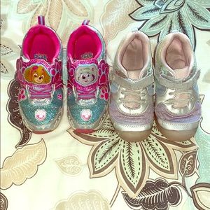 Paw patrol and silver and purple Light up shoes